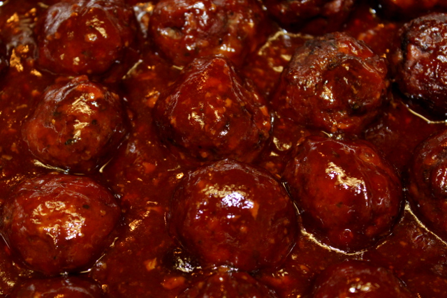 Smoked meatballs in barbecue sauce